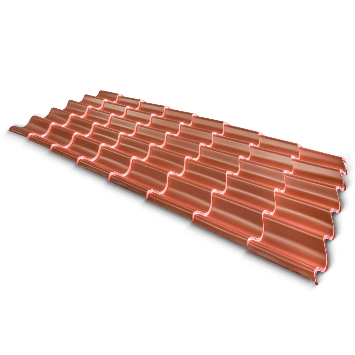 Galvatubing - Lamina teja roja 5 crestas Calibre 26 1.22 m