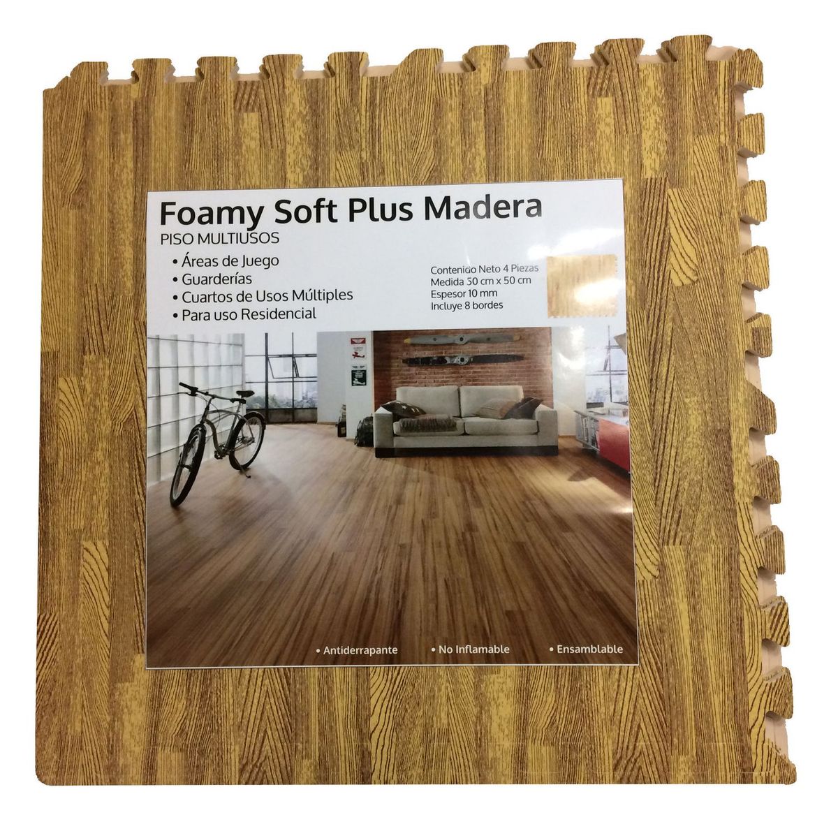  - Tapete de goma armable madera 50x50cm