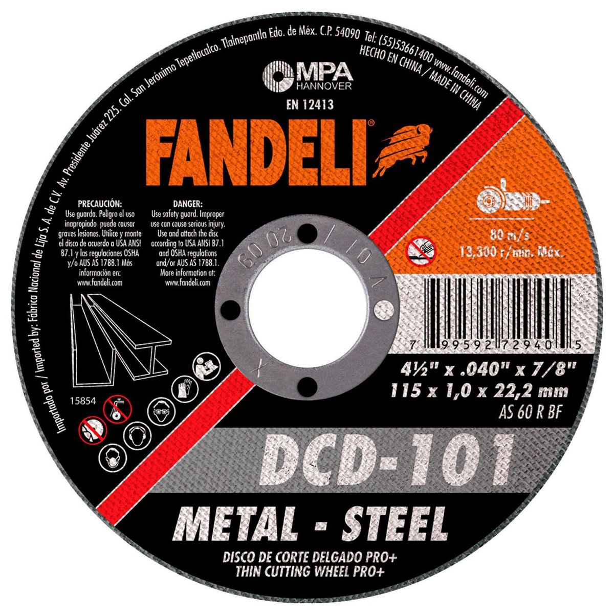 Disco Corte Delgado Metal 4-1/2", marca Fandeli - Foto 2