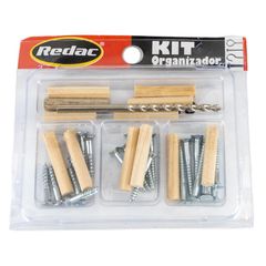 Kit tornillos para madera con taquetes y broca 35 piezas