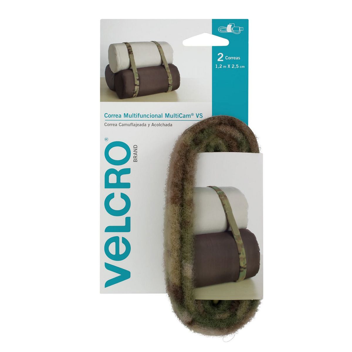 Velcro correa multifuncional multicam® , 2 correas, 1.2mx 2.5cm, camuflaje, acolchada, especial para campismo y cacería., marca Velcro - Foto Principal