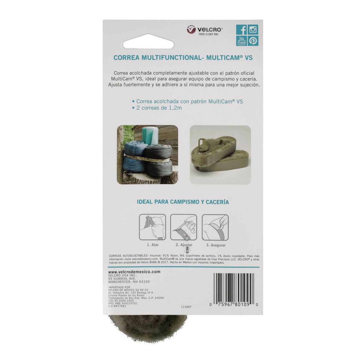 Velcro correa multifuncional multicam® , 2 correas, 1.2mx 2.5cm, camuflaje, acolchada, especial para campismo y cacería., marca Velcro - Foto 2