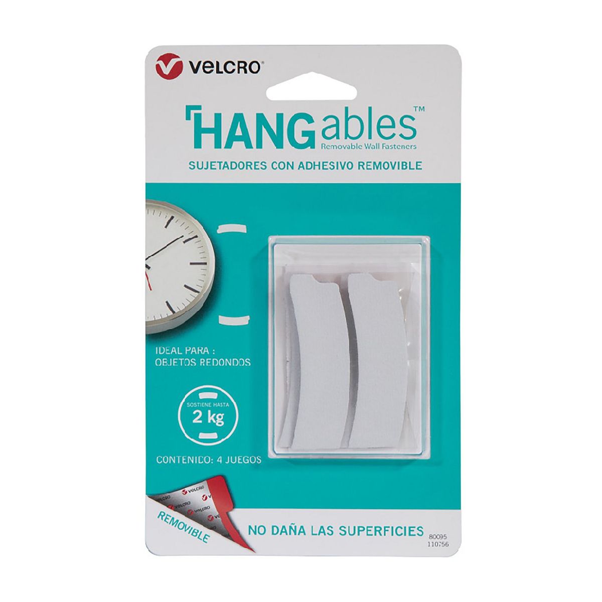 Velcro sujetadores con adhesivo removible, forma curva, 4 jgs., blanco, marca Velcro - Foto Principal