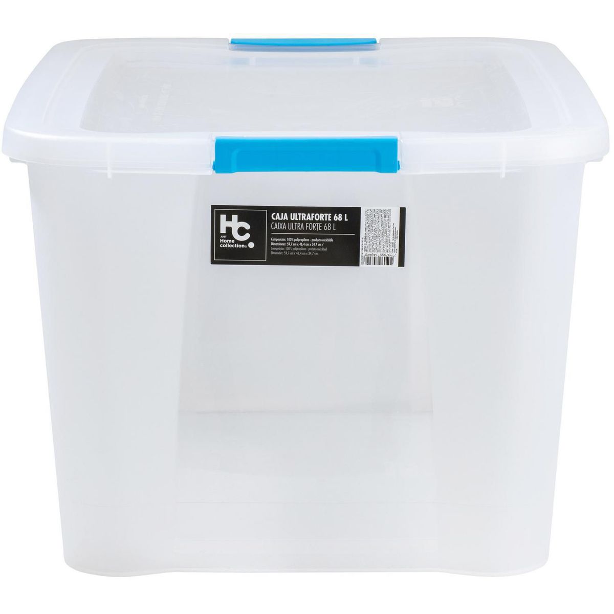 Caja plastica ultra box 68 lts traslucida, marca Just Home Collection - Foto 2