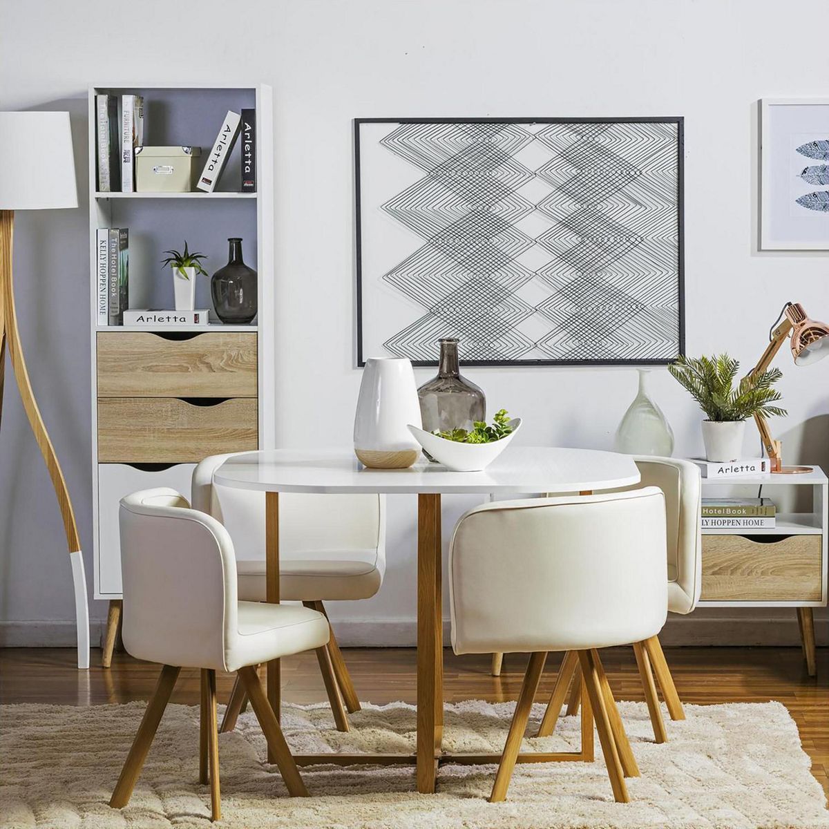 Just Home Collection - Comedor con 4 Sillas Pizza 100X100X75 cm