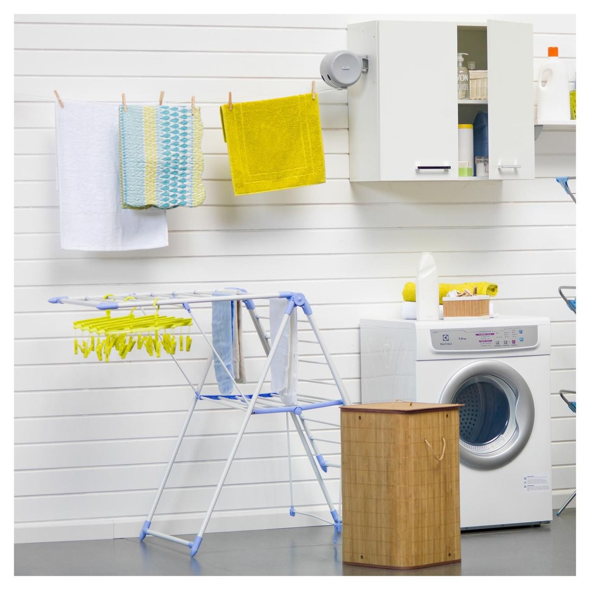 Kleine Wolke - Tendedero para interiores de acero de 156 x 61 x 97 cm