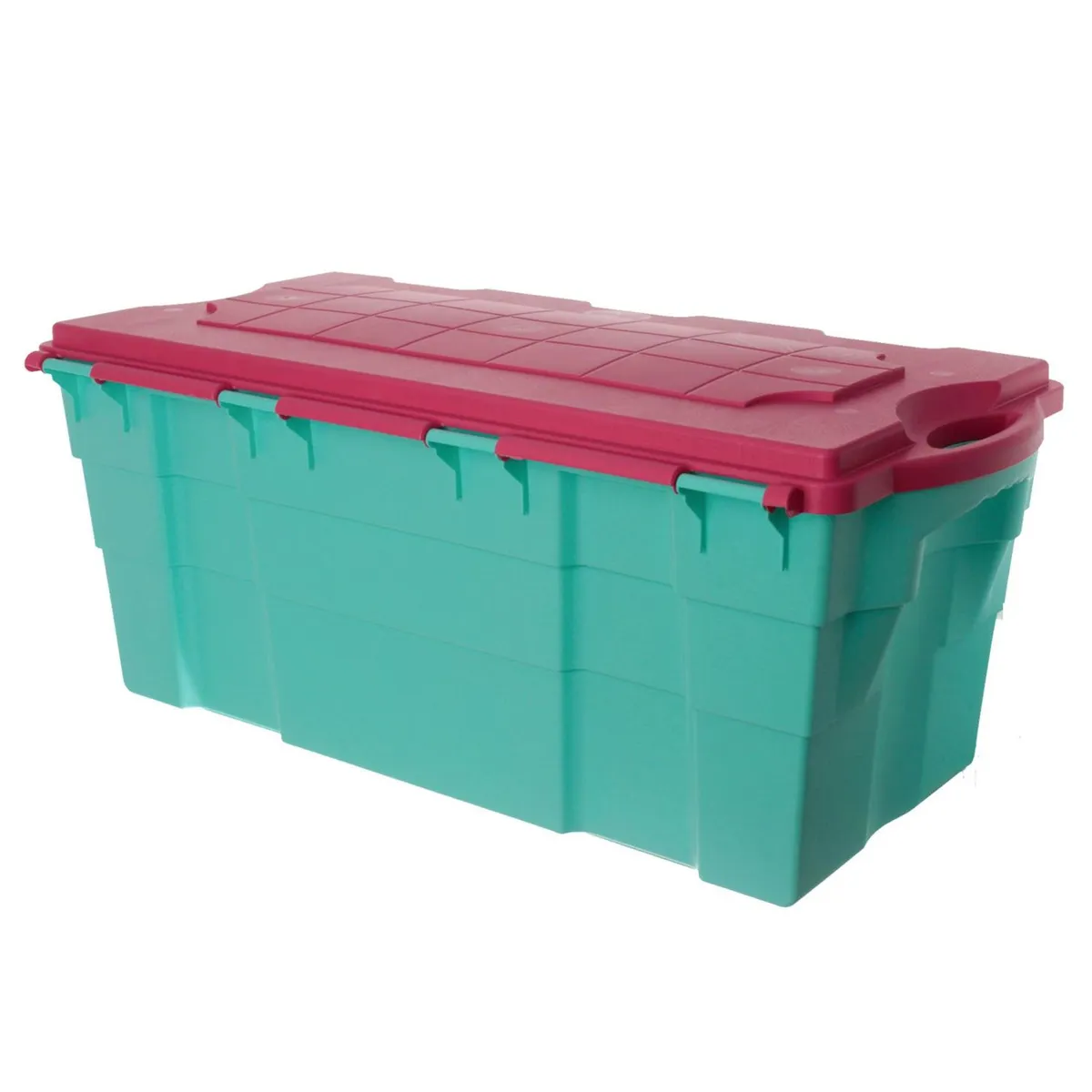 Just Home Collection - Baúl 100 litros color aqua con rosado