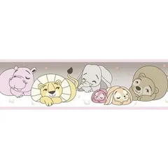 Cenefa autoadherible animales rosa 5 ml.