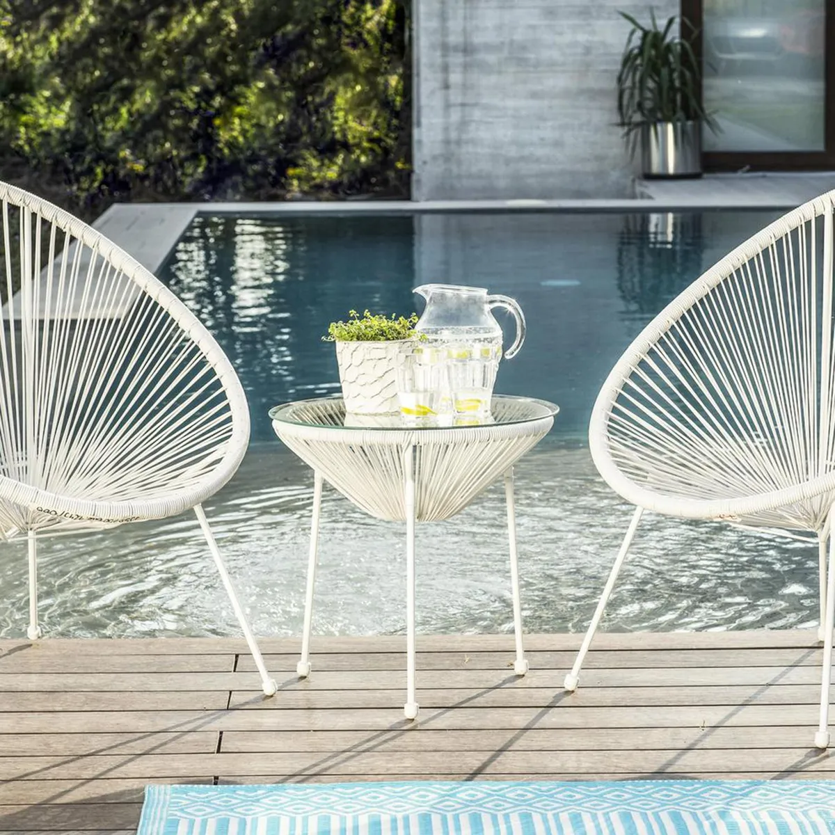 Just Home Collection - Mesa Cozumel blanca