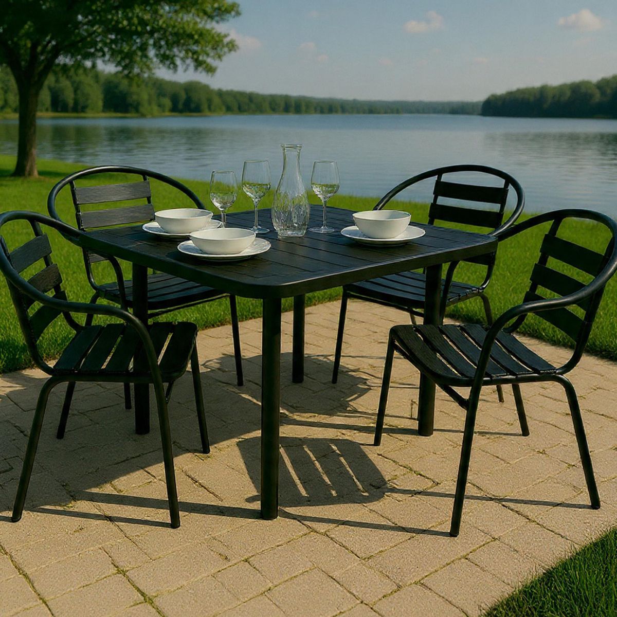 Just Home Collection - Silla Slat Aluminio/Metal