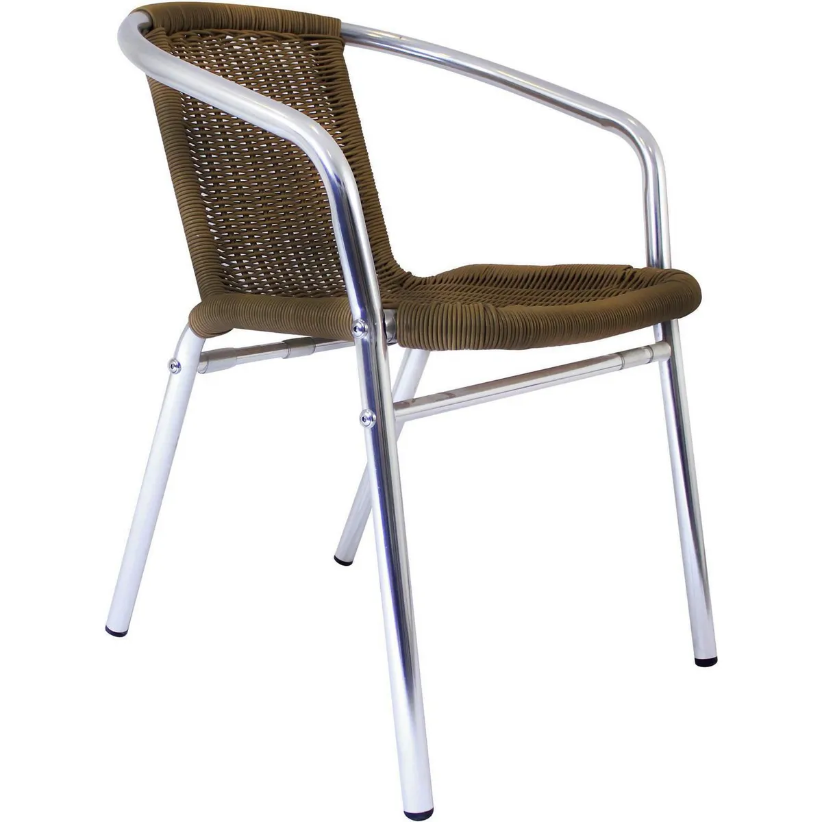 Just Home Collection - Silla de Poliratán/Aluminio Apilable Café