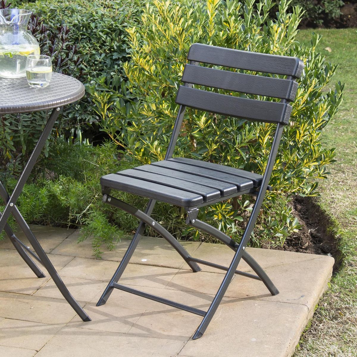 Silla Pleglable Simil Madera Negra, marca Just Home Collection - Foto 2