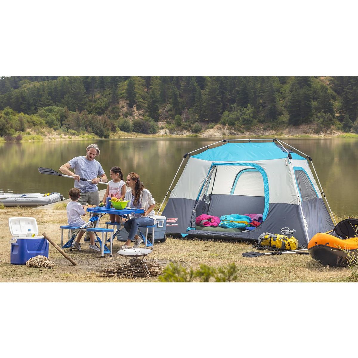 Klimber - Mesa Plegable con Bancos Azul 134 X 10 X 66 Cm