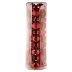 Juego de 50 Esferas Navideñas de Plástico Surtidas Color Rojo 6 cm