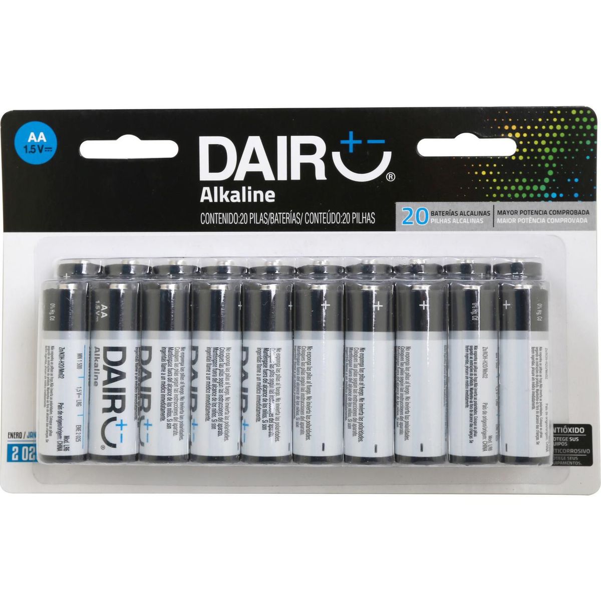 Pila alcalina AAx20, marca Dairu - Foto Principal