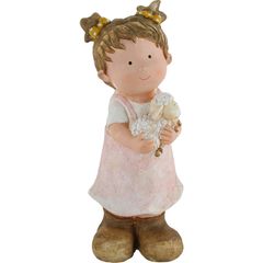 Figura decorativa de Niña y borreguito en poliresina de 47 cm