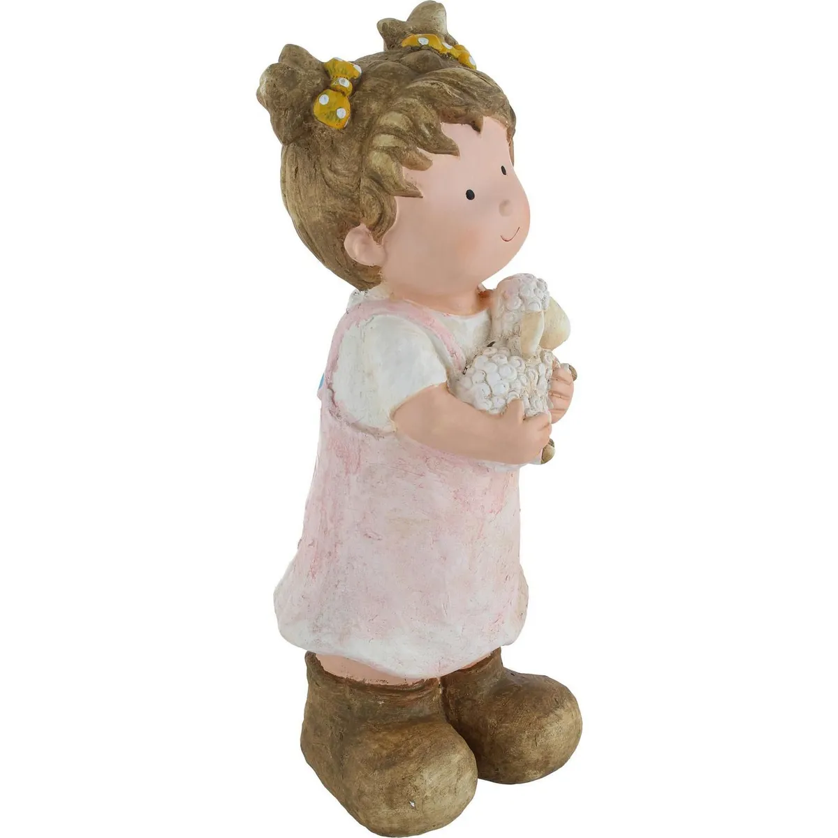 Just Home Collection - Figura decorativa de Niña y borreguito en poliresina de 47 cm