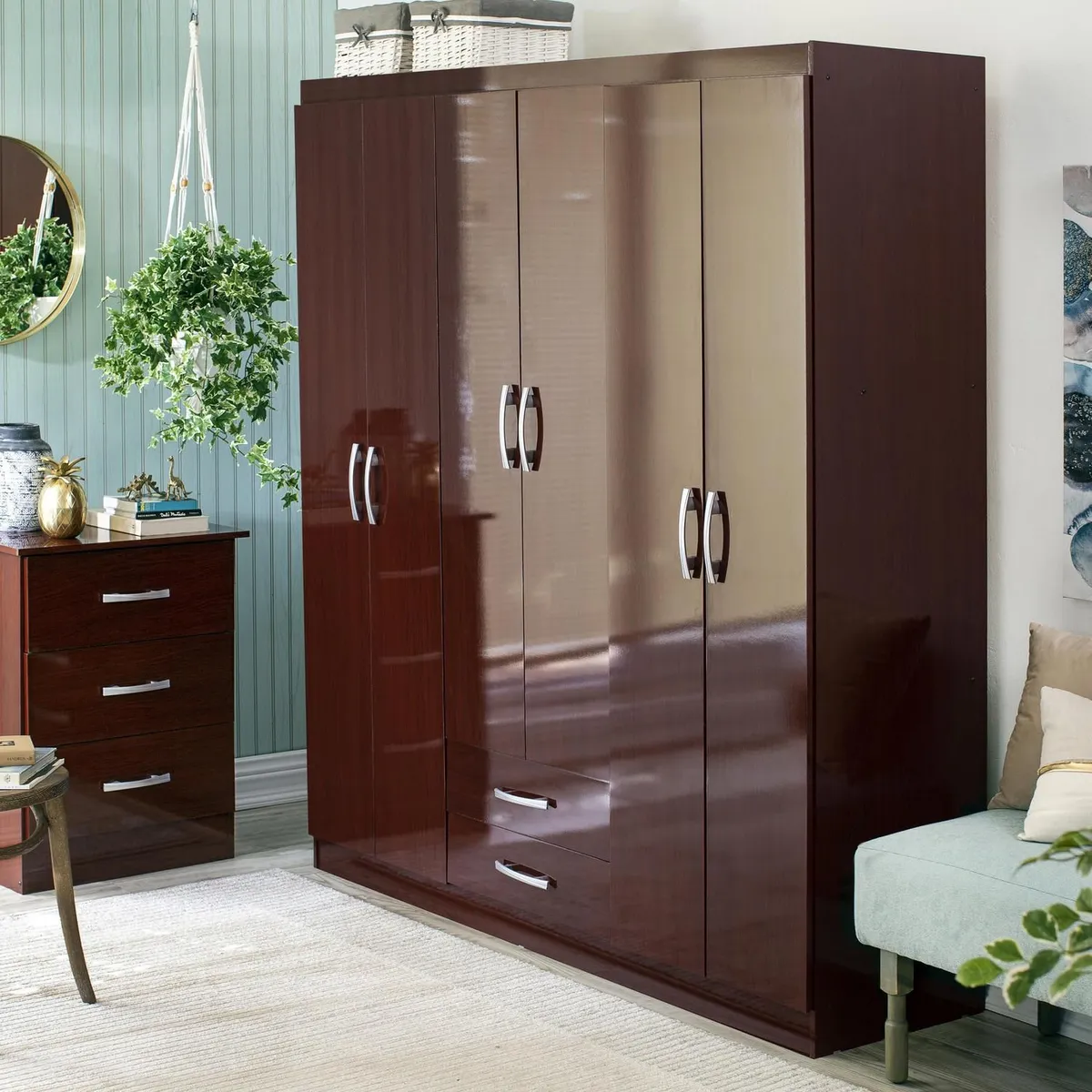 Casa Bonita - Closet Caoba 6 puertas 2 cajones