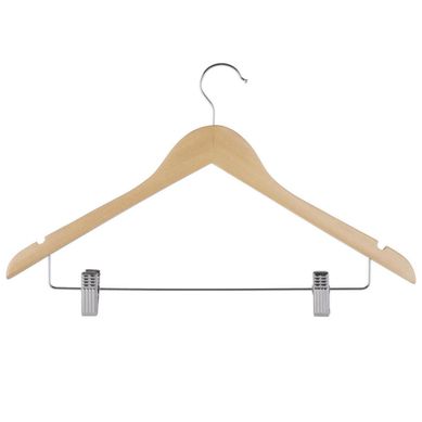 Colgador para ropa con clips madera natural