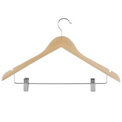 Colgador para ropa con clips madera natural