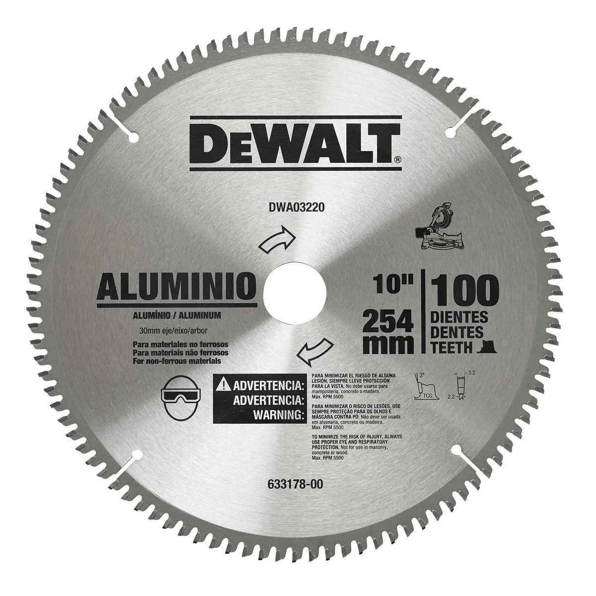 Disco Sierra 10" X 100 Dientes, marca Dewalt - Foto Principal