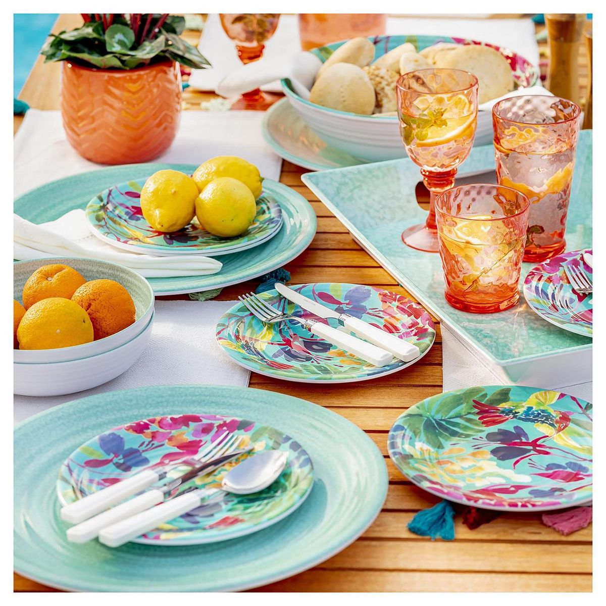 Just Home Collection - Bowl mediano melamina liso aqua Fantasy Garden 20 centímetros