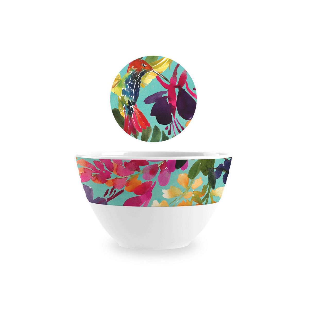 Just Home Collection - Bowl chico melamina flor aqua Fantasy Garden 10 centímetros