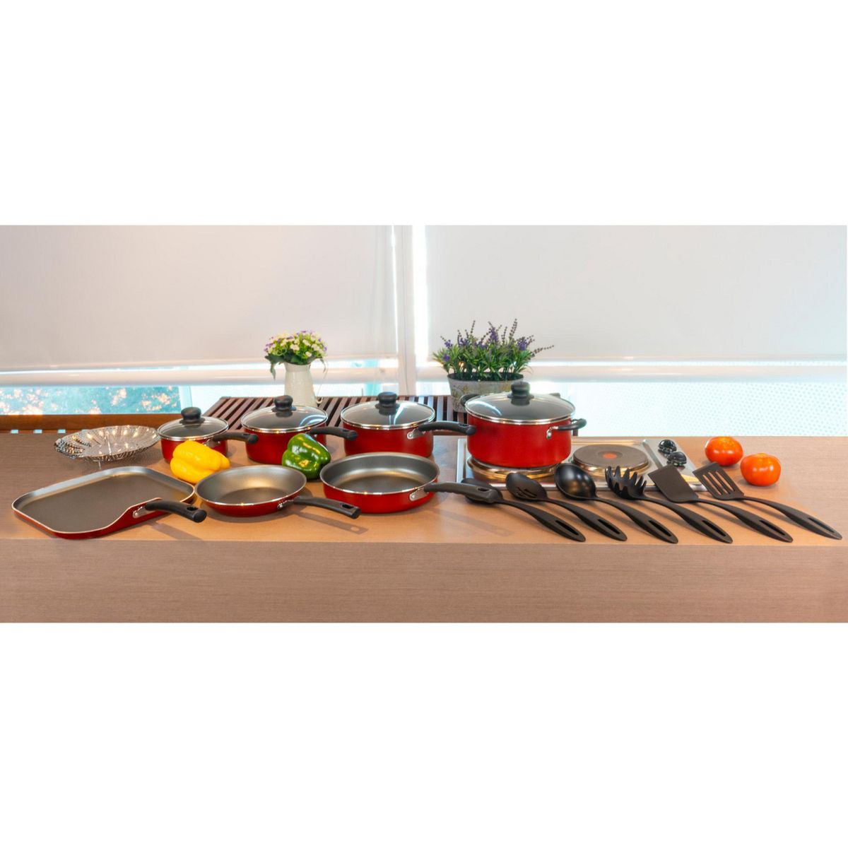 Batería de cocina aluminio Primaware 18 piezas + 6 utensilios nylon, marca Tramontina - Foto 2
