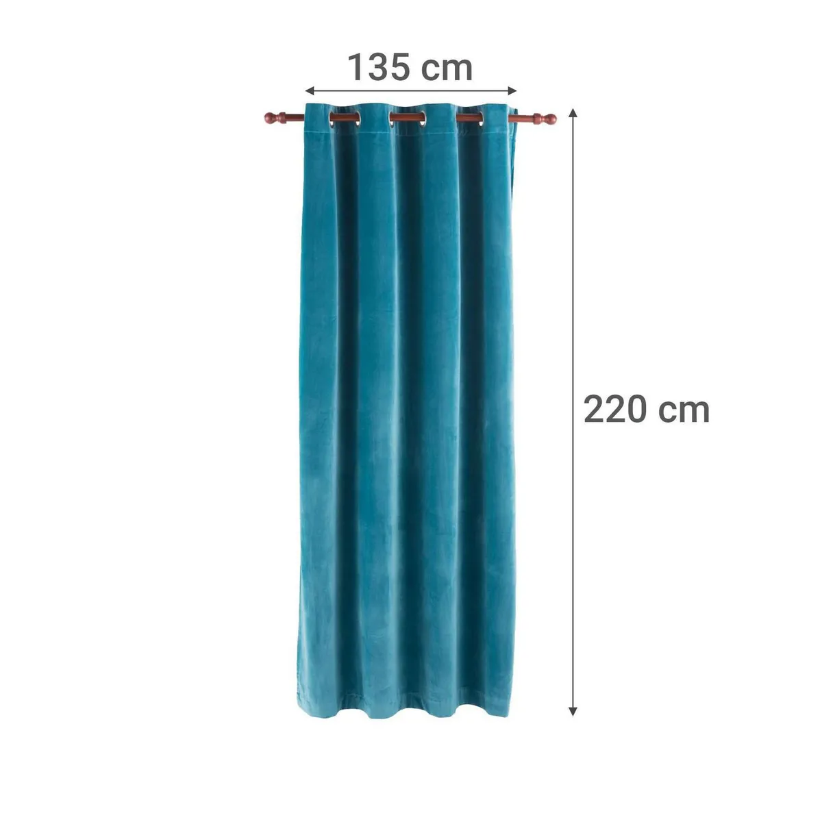 Cortina de Terciopelo Turquesa 135 x 220 cm, marca Just Home Collection - Foto Principal