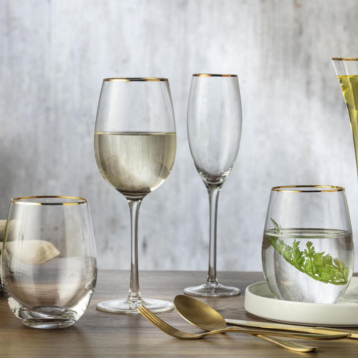 Just Home Collection - Copa Flute Ribete Gold 200 ml