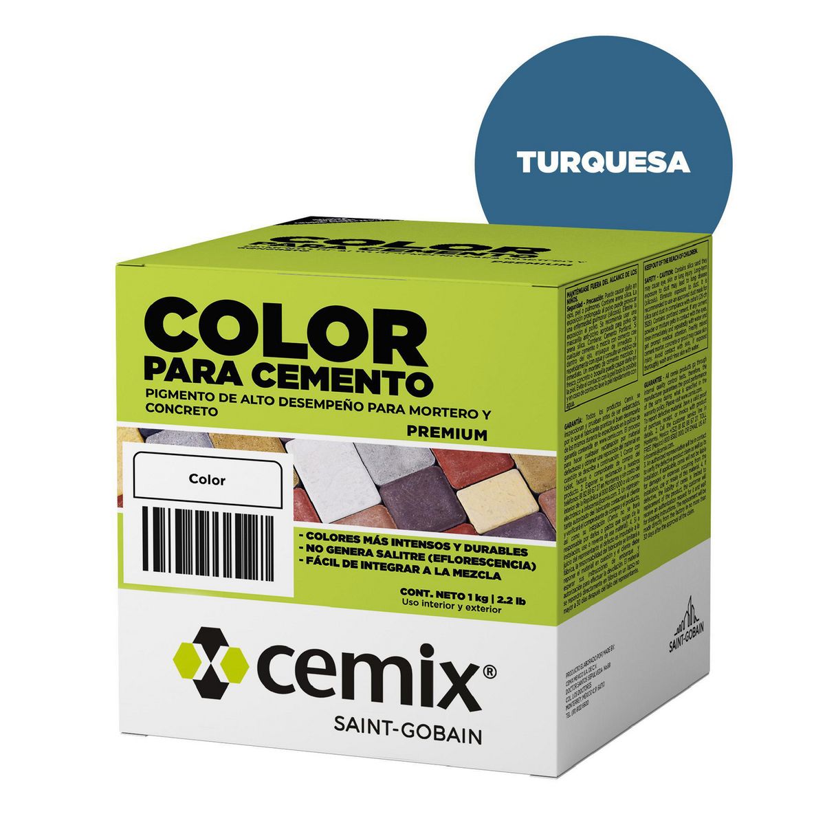 Cemix - Color Para Cemento Turquesa 1Kg.