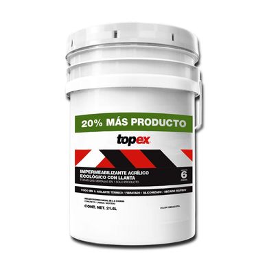 Impermeabilizante Acrlico ecologico Topex - 6 Aos de 21.6 litros - Rojo