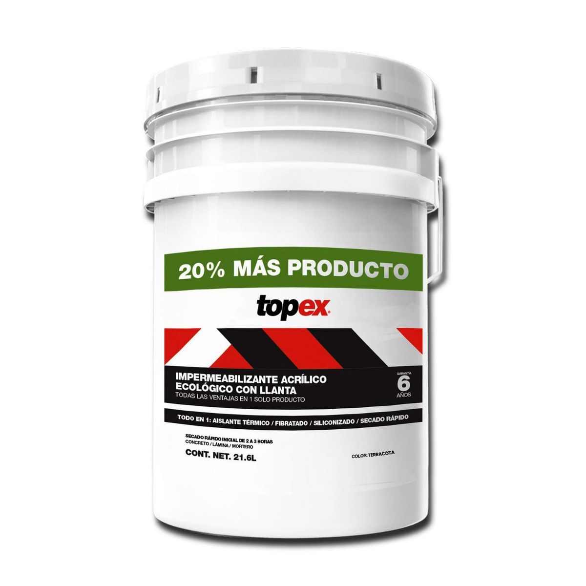 Topex - Impermeabilizante Acrílico ecologico Topex - 6 Años de 21.6 litros - Terracota