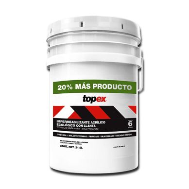 Impermeabilizante Acrlico ecologico Topex - 6 Aos de 21.6 litros - Blanco