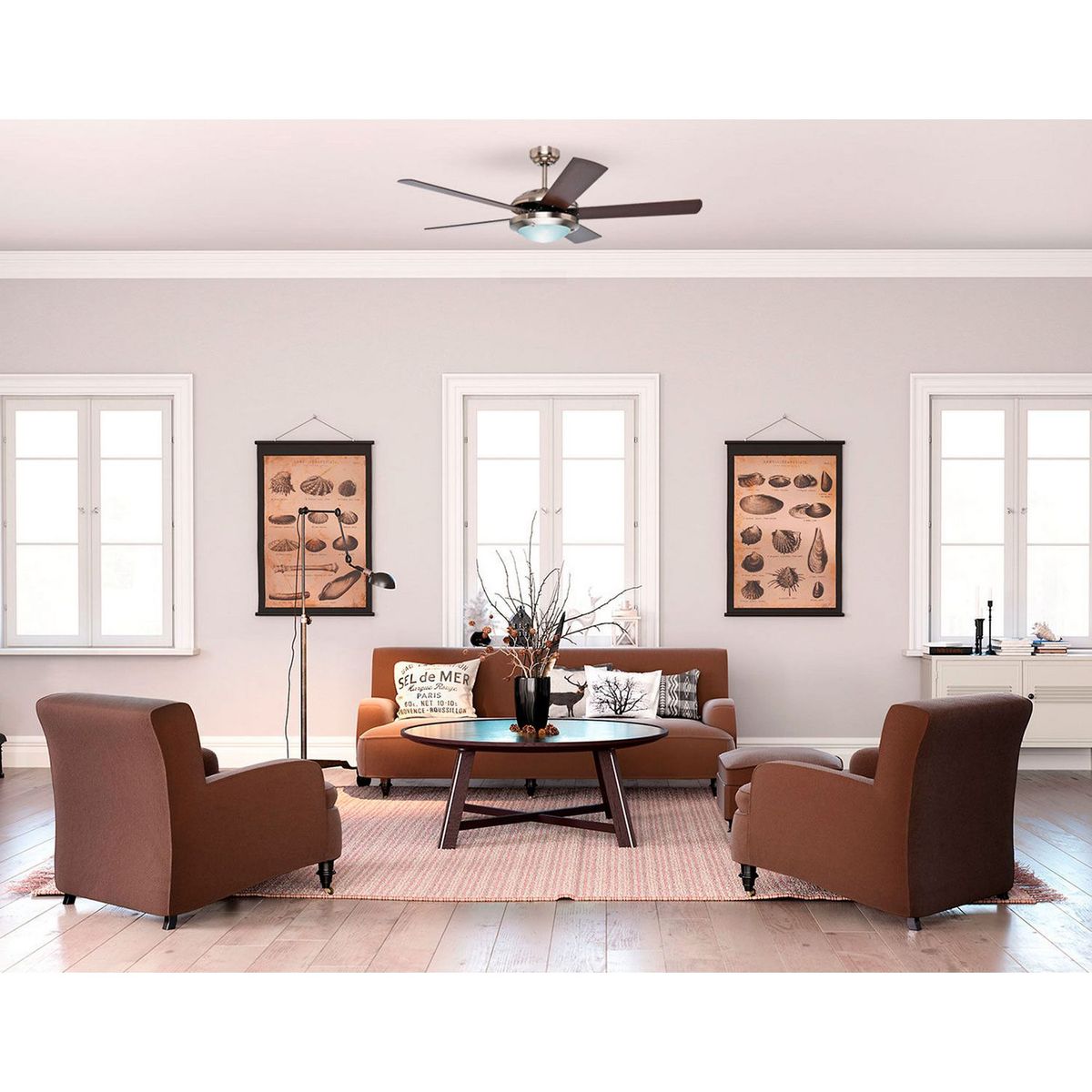 Ventilador de Techo Solaris 5 Aspas y 2 Luces de 52" Níquel, marca Hunter - Foto 2