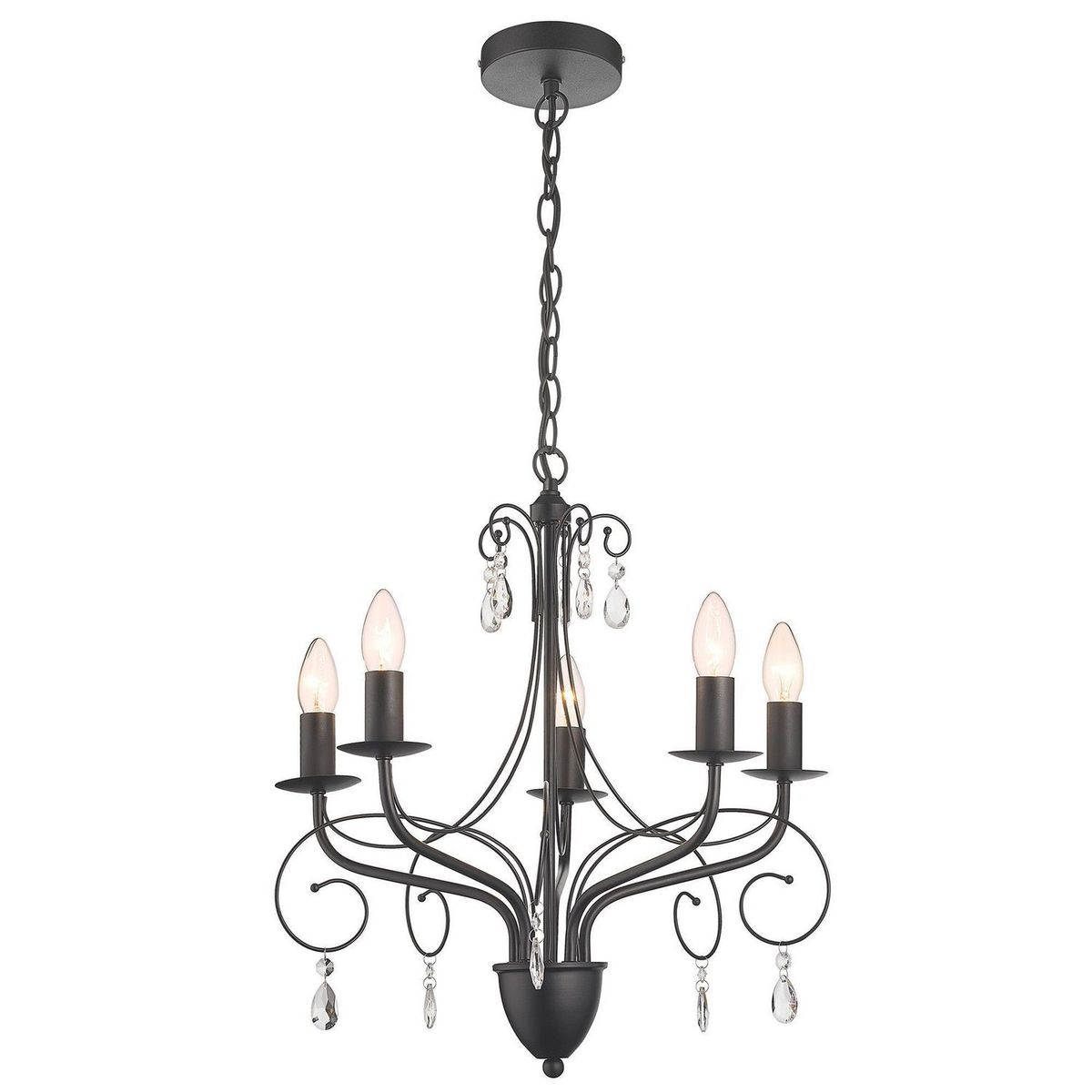 Just Home Collection - Lámpara colgante Blacken de 5 luces E14 Negro