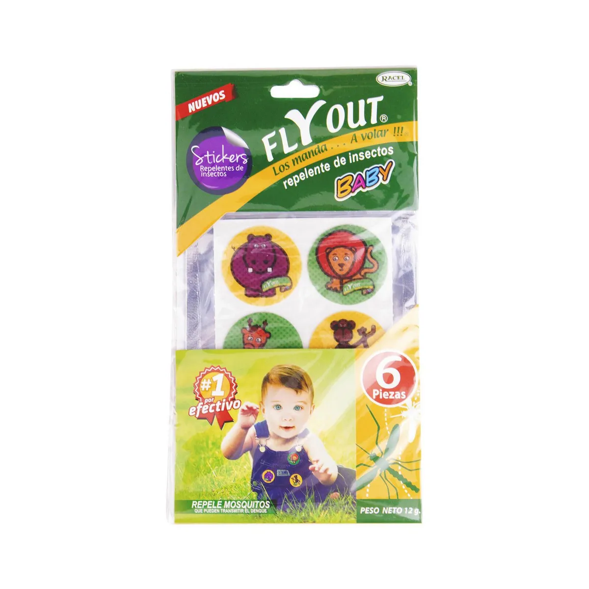 Fly Out - Repelente de insectos stickers 6 pzs