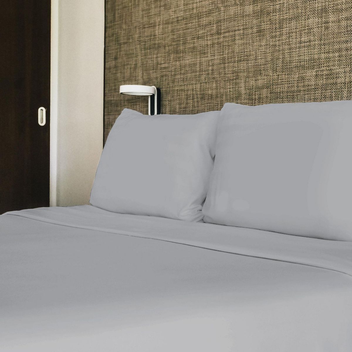 Just Home Collection - Juego de Sábanas Matrimonial Microfibra Lisa Gris