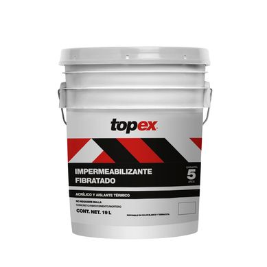 Impermeabilizante Fibratado Topex - 5 Aos de 19 litros - Blanco