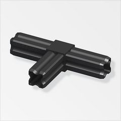 Conector T de 90° 3 espigas 23.5mm negro