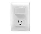 Placa con 1 Interruptor + 1 Toma Corriente Sencillo 2P+T Blanco