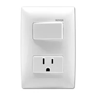 Placa con 1 Interruptor + 1 Toma Corriente Sencillo 2P+T Blanco
