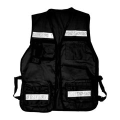 Chaleco Tipo Brigadista Negro Con Cinta Reflejante