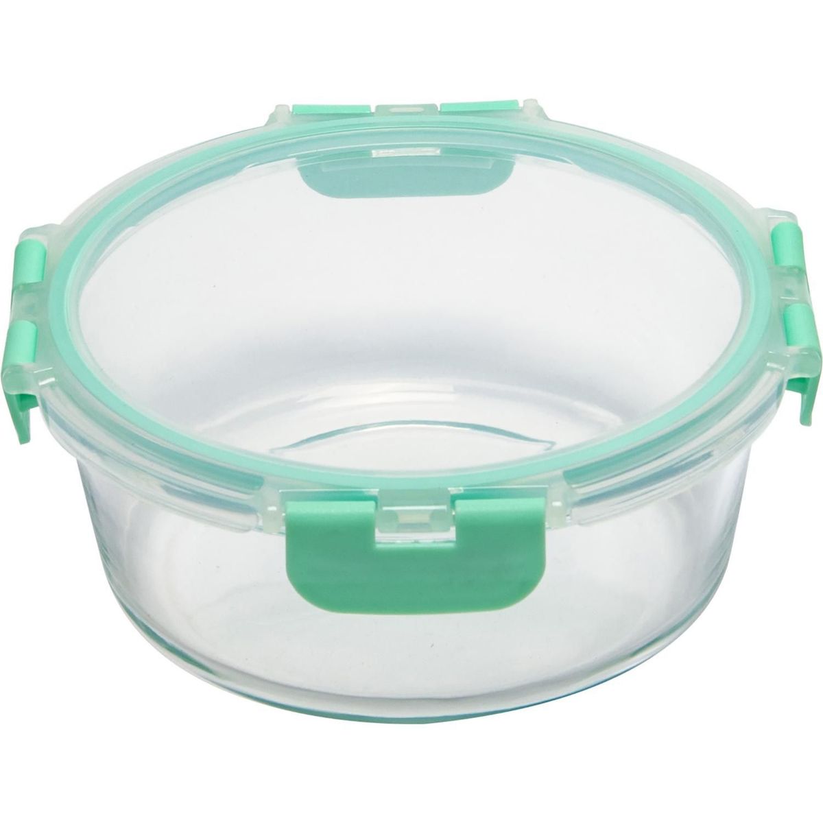 Just Home Collection - Contenedor redondo de vidrio con tapa clip 950 mililitros