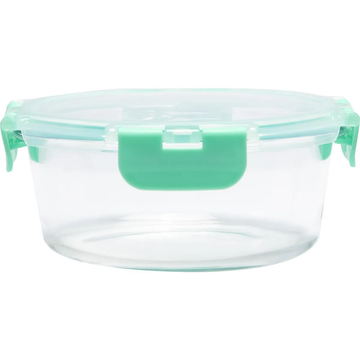 Just Home Collection - Contenedor de vidrio redondo con tapa clip 600 mililitros