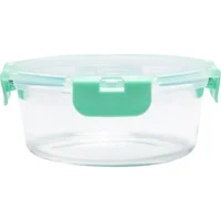 Contenedor de vidrio redondo con tapa clip 600 mililitros