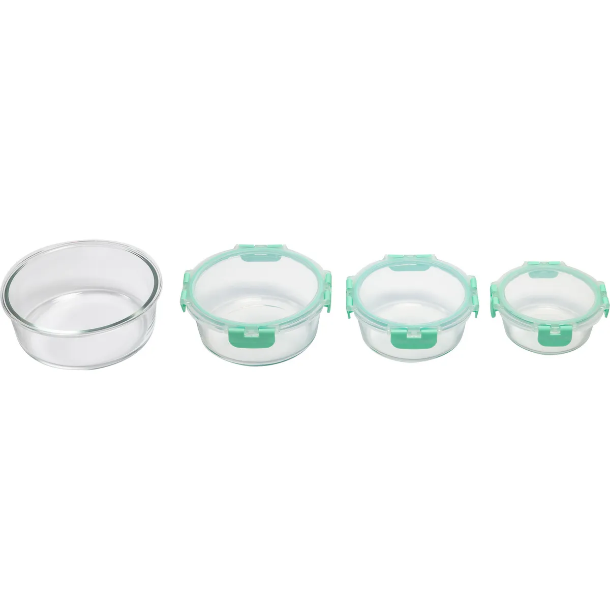 Just Home Collection - Contenedor de vidrio redondo con tapa clip 600 mililitros