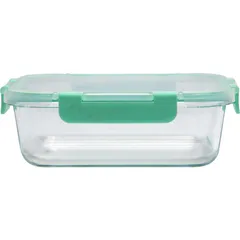 Contenedor de vidrio rectangular con tapa clip 1 litro