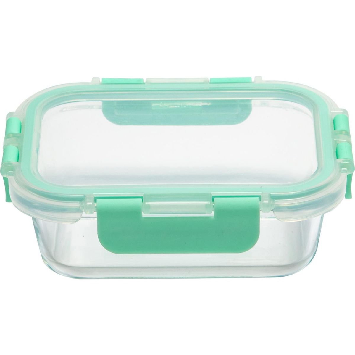 Just Home Collection - Contenedor rectangular de vidrio con tapa de clip 370 ml