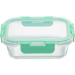 Contenedor rectangular de vidrio con tapa de clip 370 ml